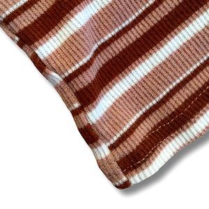 Teen Girl Striped Print Notched Tee